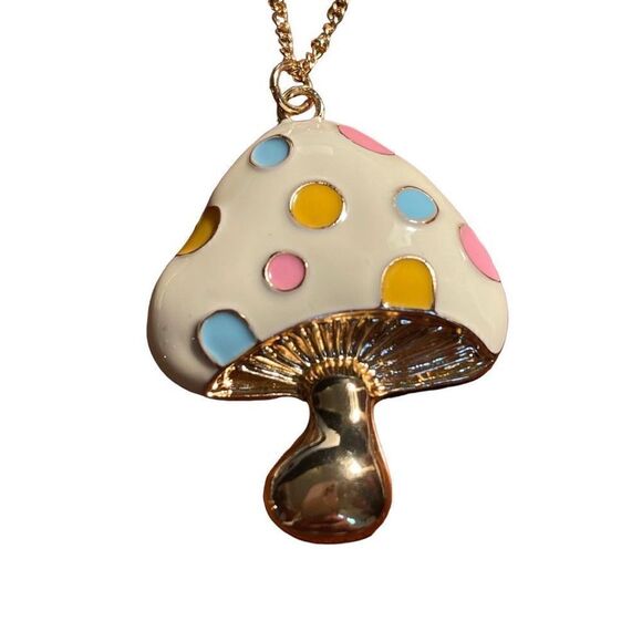 INC INTERNATIONAL CONCEPTS Gold-Tone Colored Mushroom Pendant Necklace, 18" + 3" - Picture 1 of 4